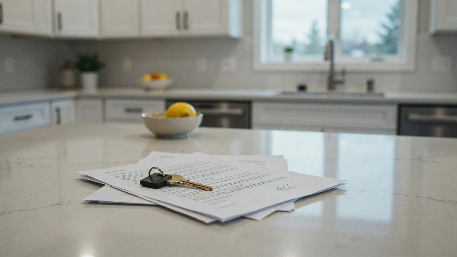House keys and paperwork laid out for a free foreclosure assessment in Lethbridge