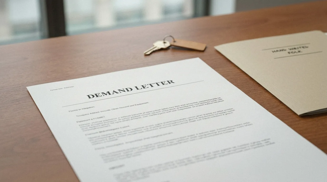 A mortgage demand letter and house keys on a desk, the court process Lethbridge uses instead of power of sale